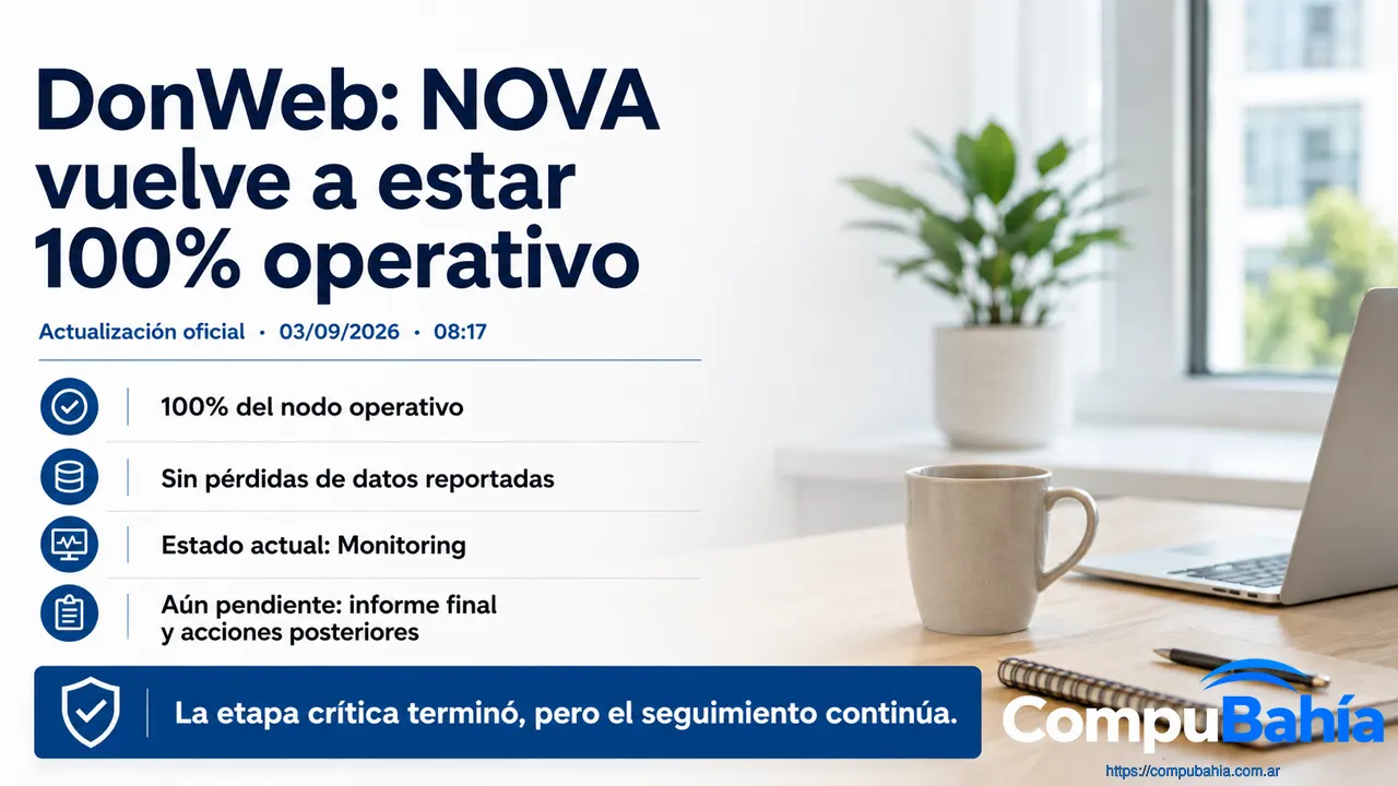 DonWeb: el nodo NOVA vuelve a estar 100% operativo tras varios días de interrupción